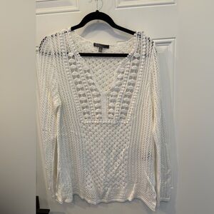 89th & Madison White Crochet Knit Top
